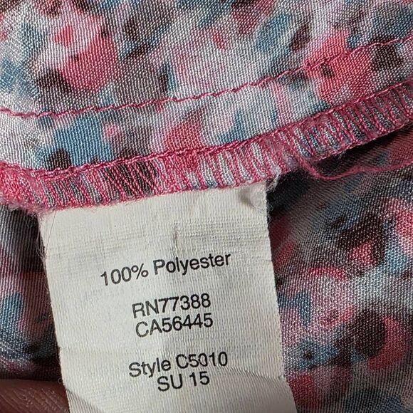 J.Crew Pink Blue Floral Sleeveless Blouse (12) - Picture 6 of 7